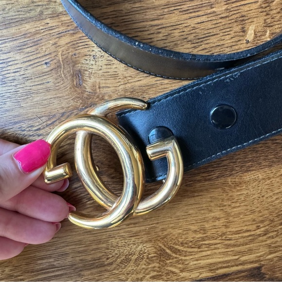 Gucci Vintage GG Black Leather Belt, Size 85 - Picture 7 of 12